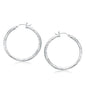 White Gold 14k 35mm Diameter Fancy Diamond Cut Hoop Earrings with Snap Lock