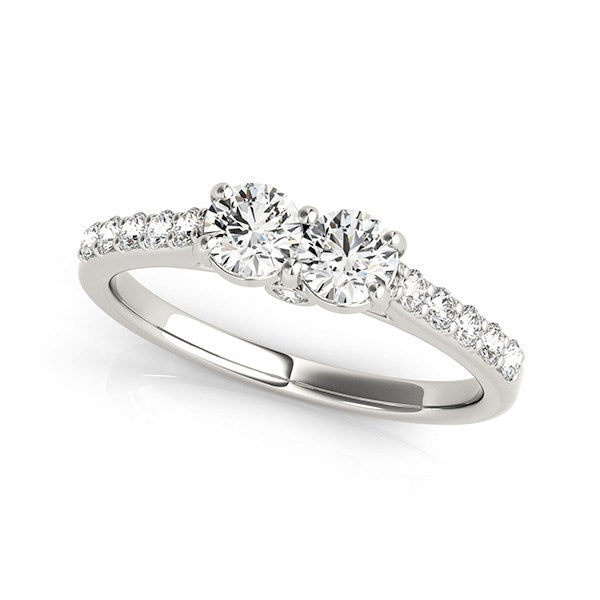 White Gold 14k Round Two Stone Diamond Ring