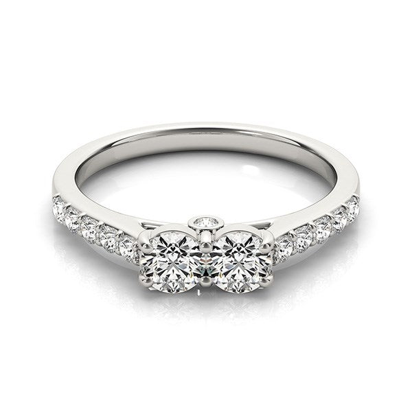 White Gold 14k Round Two Stone Diamond Ring
