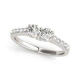 White Gold 14k Round Two Stone Diamond Ring