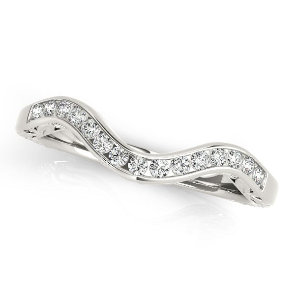 White Gold 14k Curved Diamond Wedding Ring
