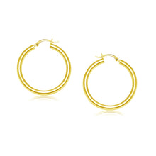 Load image into Gallery viewer, Yellow Gold 14k 25 mm Polished Crafted Hoop Earrings with Snap Lock Backing