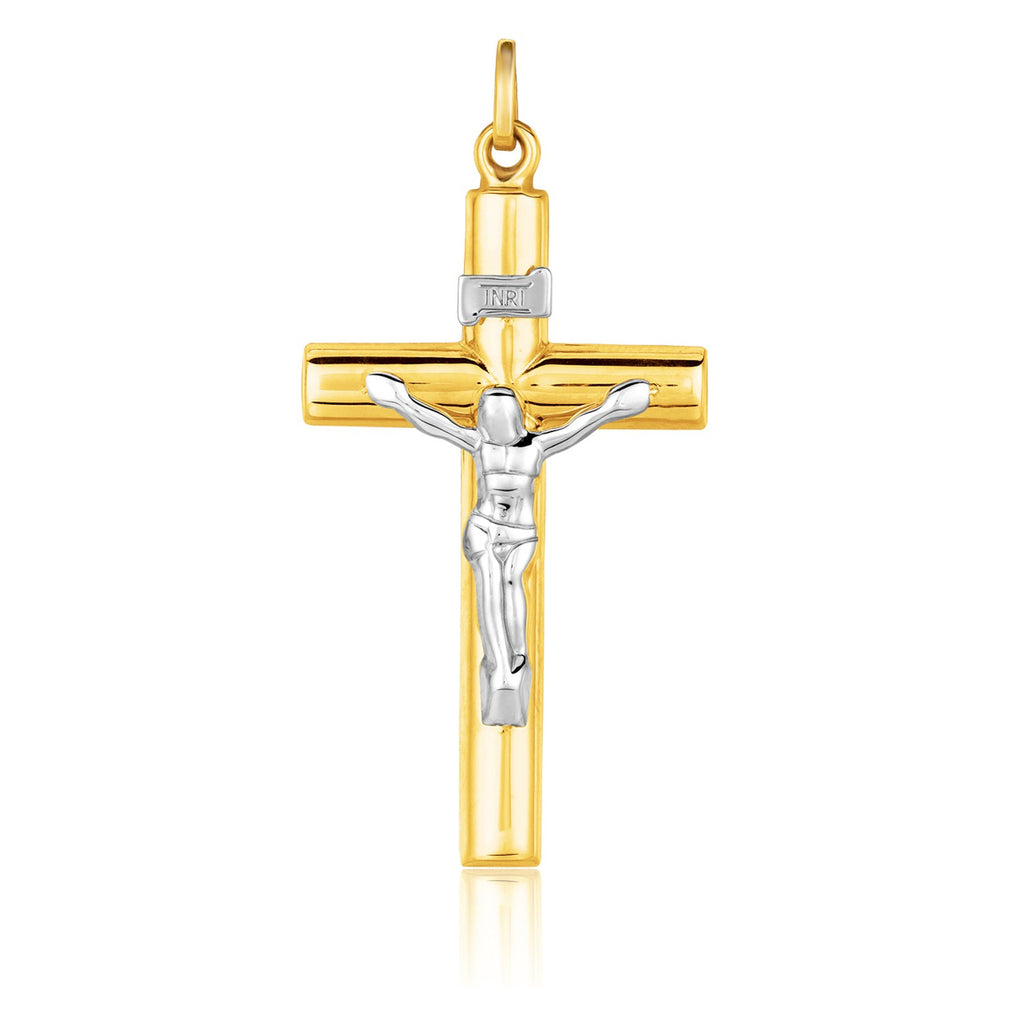 Two Tone Gold 14k Crafted Cross Pendant