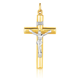 Two Tone Gold 14k Crafted Cross Pendant