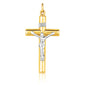 Two Tone Gold 14k Crafted Cross Pendant