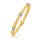 Two-Tone Gold 14k Rondelle Diamond Station Basket Women's Weave Bracelet