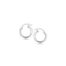 Load image into Gallery viewer, Sterling Silver Polished Hoop Style Earrings with Rhodium Plating (15mm)