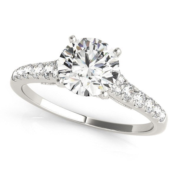 White Gold 14k Diamond With Single Row Band Engagement Ring
