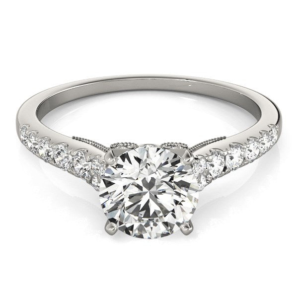 White Gold 14k Diamond With Single Row Band Engagement Ring