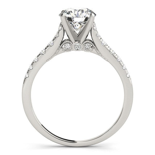 White Gold 14k Diamond With Single Row Band Engagement Ring