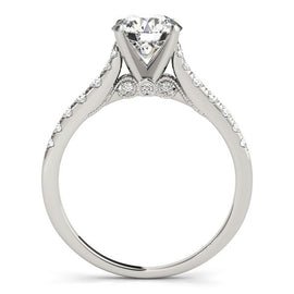 White Gold 14k Diamond With Single Row Band Engagement Ring