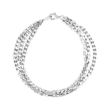Load image into Gallery viewer, Sterling Silver Three Strand Polished Women&#39;s Link Bracelet