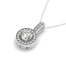 Load image into Gallery viewer, White Gold 14k Milgrain Edge Diamond Halo Pendant