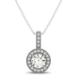 White Gold 14k Milgrain Edge Diamond Halo Pendant