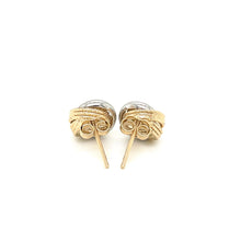 Load image into Gallery viewer, Two-Tone Gold 14k Open Circle Style Entwined Multi-Texture Earrings