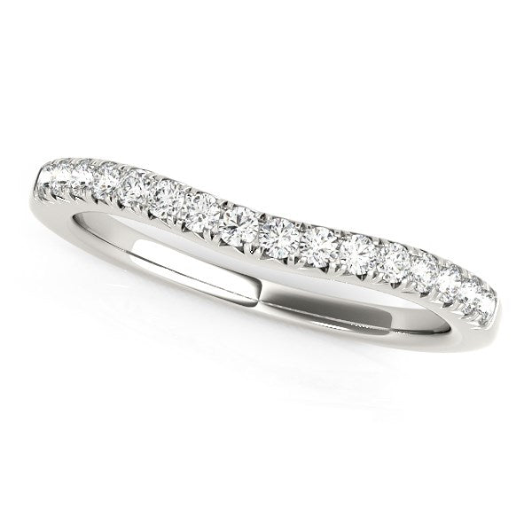 White Gold 14k Pave Set Round Curved Diamond Wedding Ring