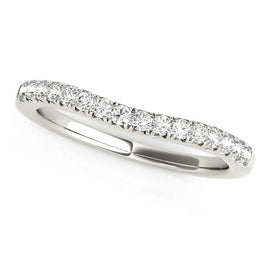 White Gold 14k Pave Set Round Curved Diamond Wedding Ring