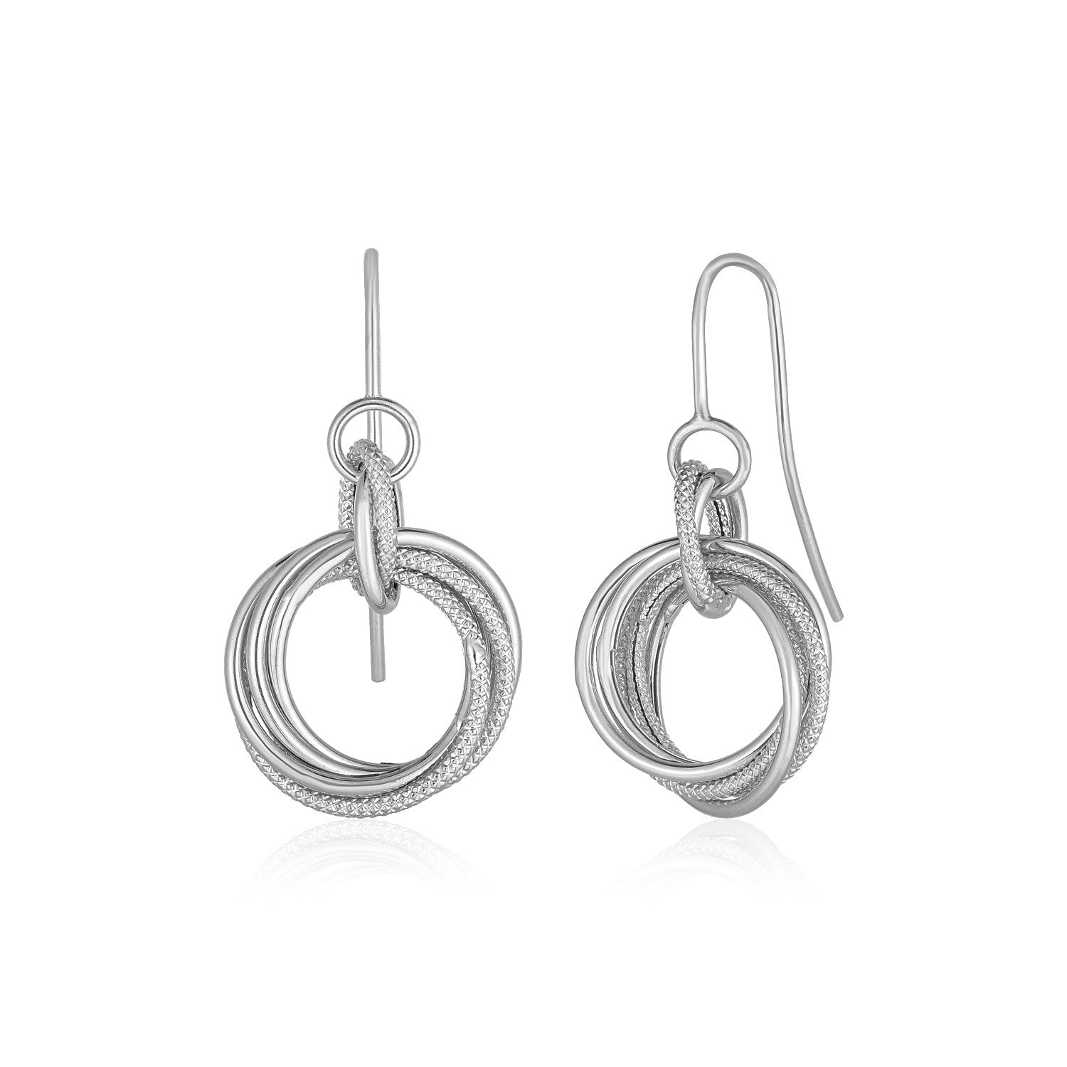 White Gold 14k Dangling Earrings with Interlocking Circle