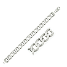 Load image into Gallery viewer, Rhodium Plated 11.6mm Sterling Silver Women&#39;s Curb Style Bracelet