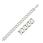 Rhodium Plated 11.6mm Sterling Silver Women's Curb Style Bracelet