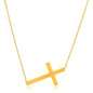 Yellow Gold 14k Plain Cross Women's Religious Motif Motif Necklace