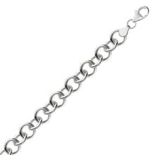 Load image into Gallery viewer, Sterling Silver Rolo Style Polished Charm Bracelet with Rhodium Plating