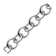 Load image into Gallery viewer, Sterling Silver Rolo Style Polished Charm Bracelet with Rhodium Plating