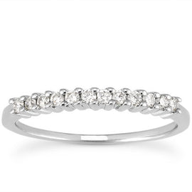 White Gold 14k Raised Shared Prong Diamond Wedding Ring Band