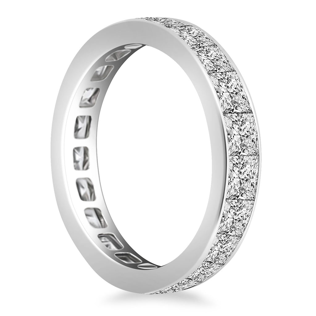 White Gold 14k Channel Set Princess Cut Diamonds Eternity Ring