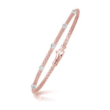 Two Tone Gold 14k Diamond Accent Station Basket Women's Weave Bracelet in Lobster Claw