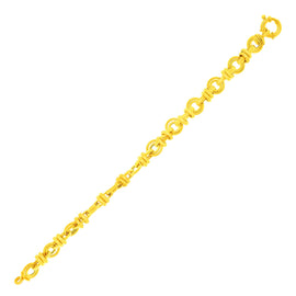 Yellow Gold 14k Dual Round Link Interlaced Bracelet