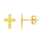 Yellow Gold 14k Post Earrings with Crosses in Pushback Clasps