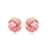 Rose Gold 14k Love Knot Earrings with Ridge Texture