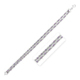 Sterling Silver 7 1/4 inch Women's Fancy Bracelet with Pink and White Cubic Zirconias