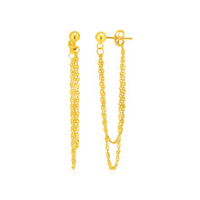 Load image into Gallery viewer, Yellow Gold 14k Hanging Chain Post Earrings with Pushback Clasps