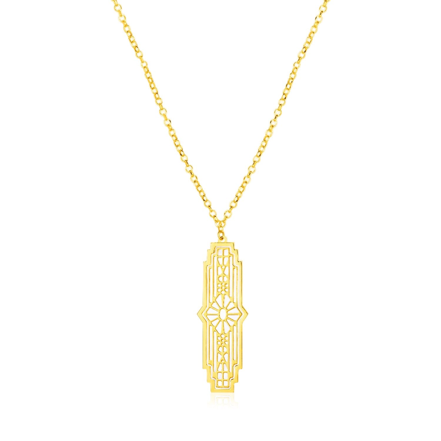 Yellow Gold 14k Art Deco Women's Pearl Necklace