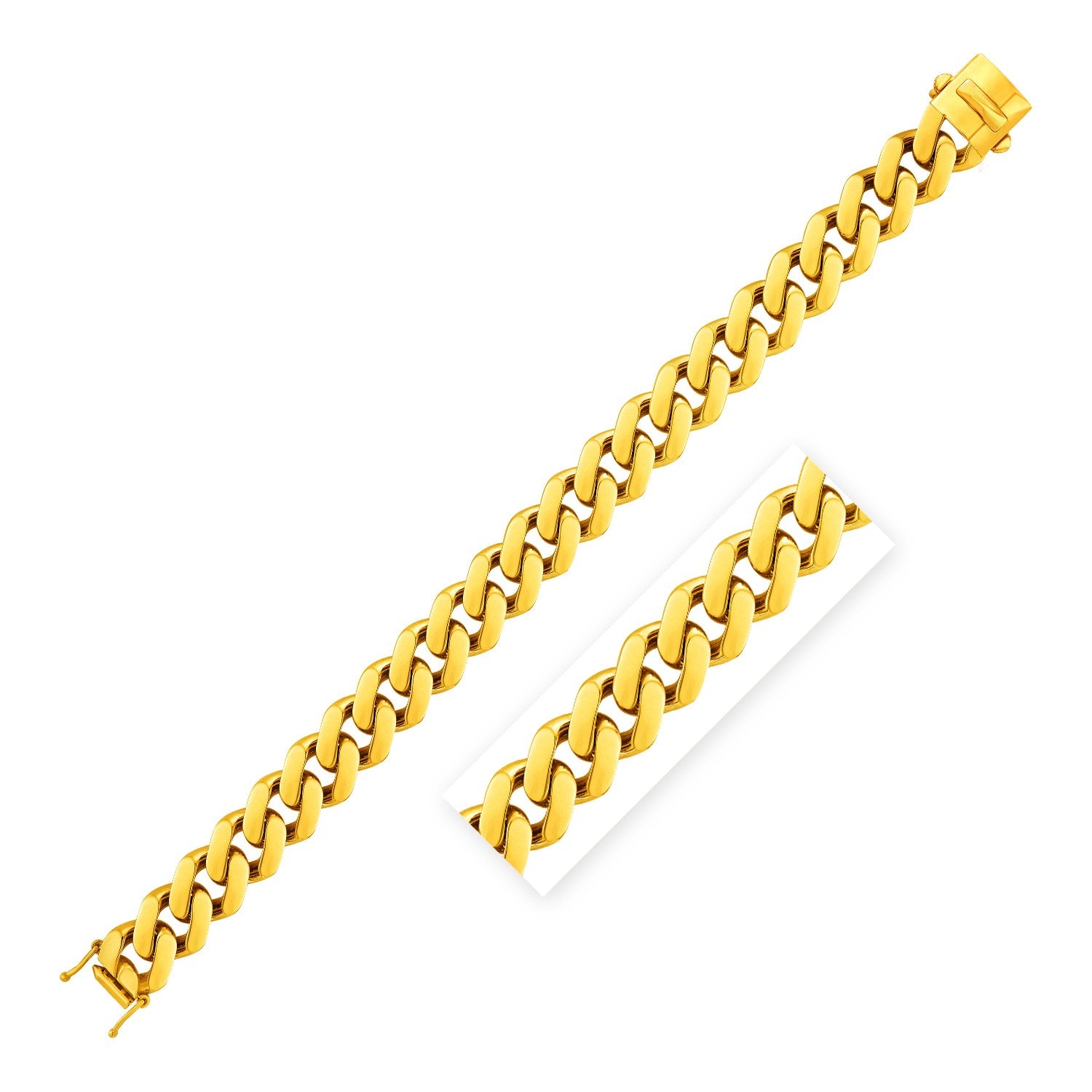 Yellow Gold 14k 8 1/2 inch Wide Polished Women's Curb Chain Bracelet