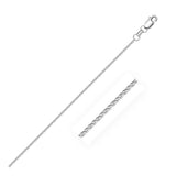 White Gold 14k 1.2mm Diamond Cut Round Wheat Chain in Lobster Clasp