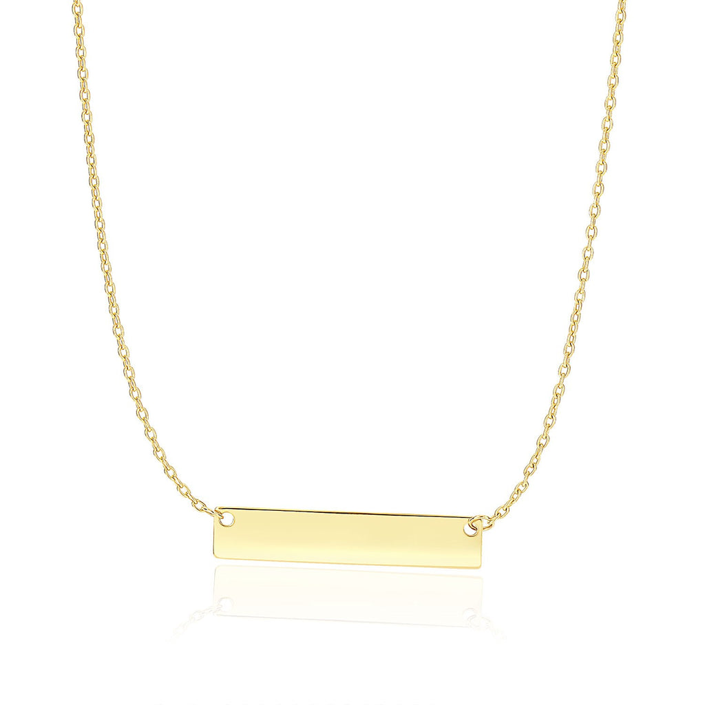 Yellow Gold 14k Smooth Flat Horizontal Women's Bar Style Necklace