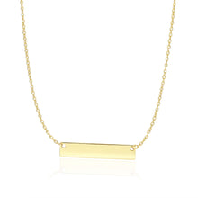 Load image into Gallery viewer, Yellow Gold 14k Smooth Flat Horizontal Women&#39;s Bar Style Necklace