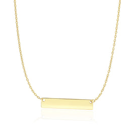 Yellow Gold 14k Smooth Flat Horizontal Women's Bar Style Necklace