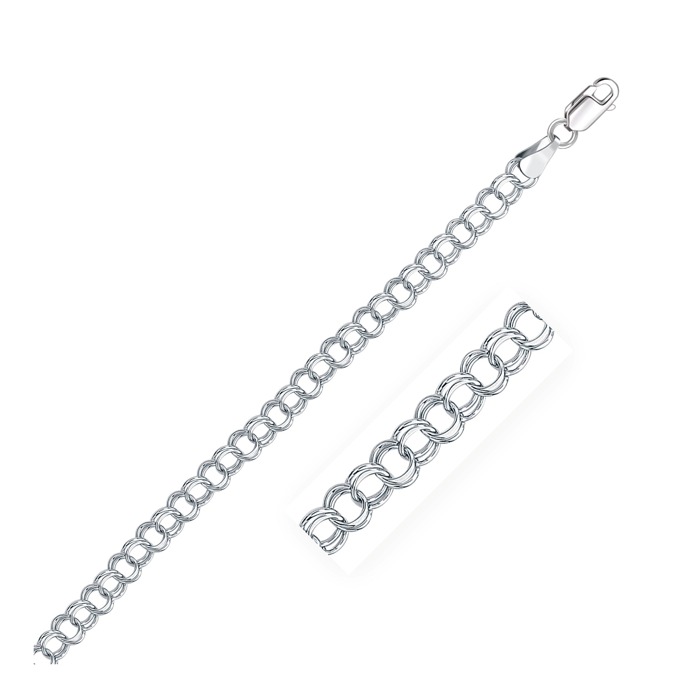White Gold 14k 5.0 mm Solid Double Link Women's Charm Bracelet
