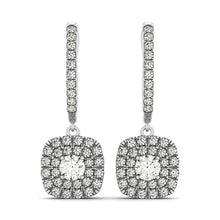 Load image into Gallery viewer, White Gold 14k Double Cushion Outer Shaped Diamond Halo Earrings