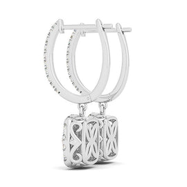 White Gold 14k Double Cushion Outer Shaped Diamond Halo Earrings