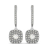 White Gold 14k Double Cushion Outer Shaped Diamond Halo Earrings