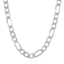 Load image into Gallery viewer, Rhodium Plated 11.6mm Sterling Silver Lobster Claw Figaro Style Chain