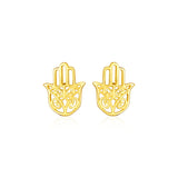 Yellow Gold 14k Polished Hand of Hamsa Post Earrings with Pushback Clasps