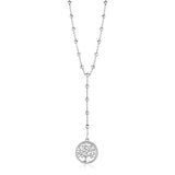 Sterling Silver Women's Lariat Necklace with Tree of Life Symbol