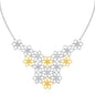 Yellow Gold 14k & Sterling Silver Flower Cluster Bead Women's Fancy Necklace