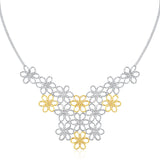 Yellow Gold 14k & Sterling Silver Flower Cluster Bead Women's Fancy Necklace